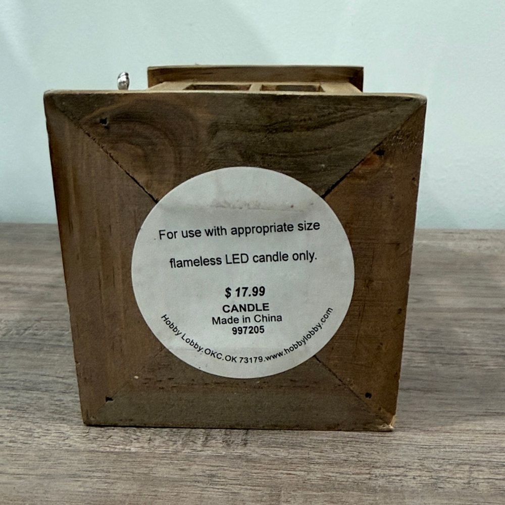 Hobby Lobby Wooden Lantern with Silver Accent - Picture 6 of 9